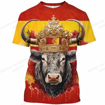 Sommer Herren T-Shirt Spanischer Stierkampf 3D Druck T-Shirt Männer Frauen Mode T-Shirts Kinder Jungen T-Shirt Kurzarm Oberteile Tees Tier
