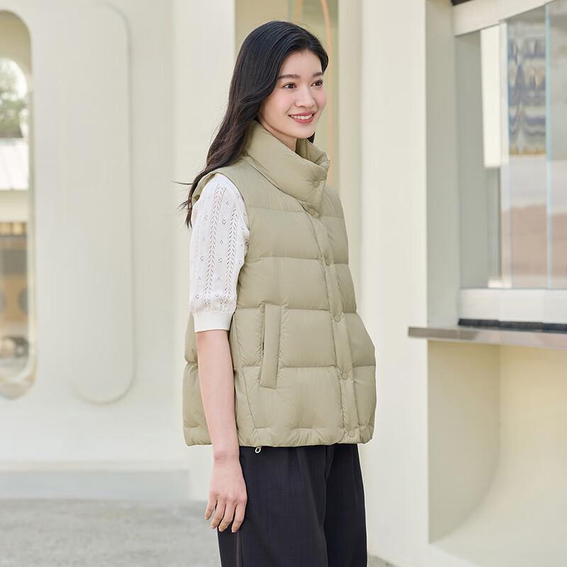 Tanboer Women's Cropped Stand Collar Down Vest