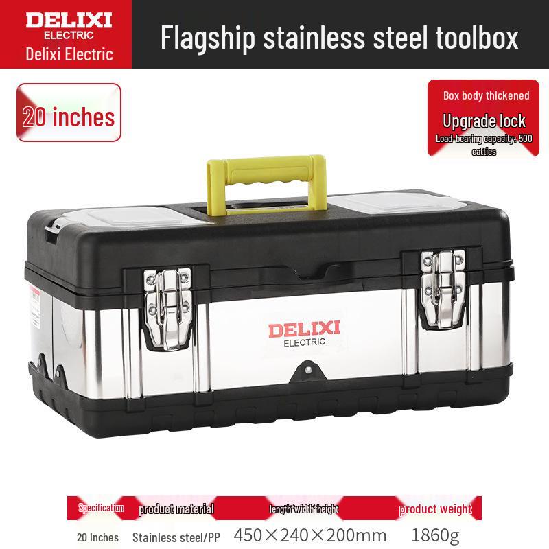 Delixi Portable Stainless Steel Multi-Tool Box - Industrial & Household Use