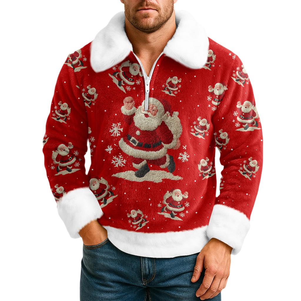 Men's  Leisure  Half   Zipper  Flip  Collar  Hoodie