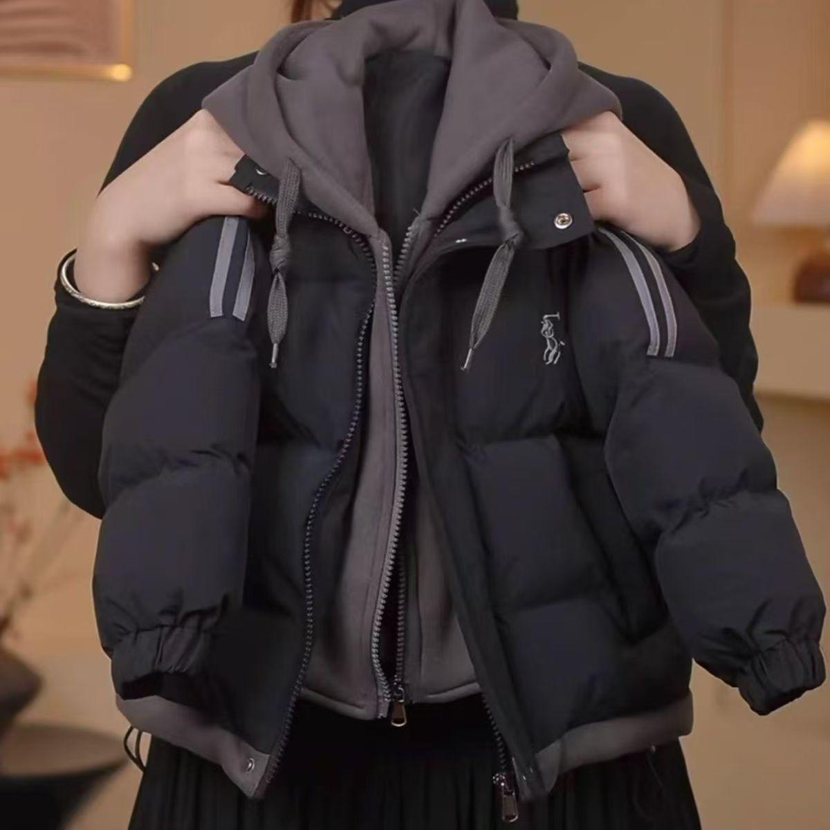 

Kids Winter Floral Jacket - Black, Mid-Length, Thick Down Cotton, Two-Piece Look (2025) 150