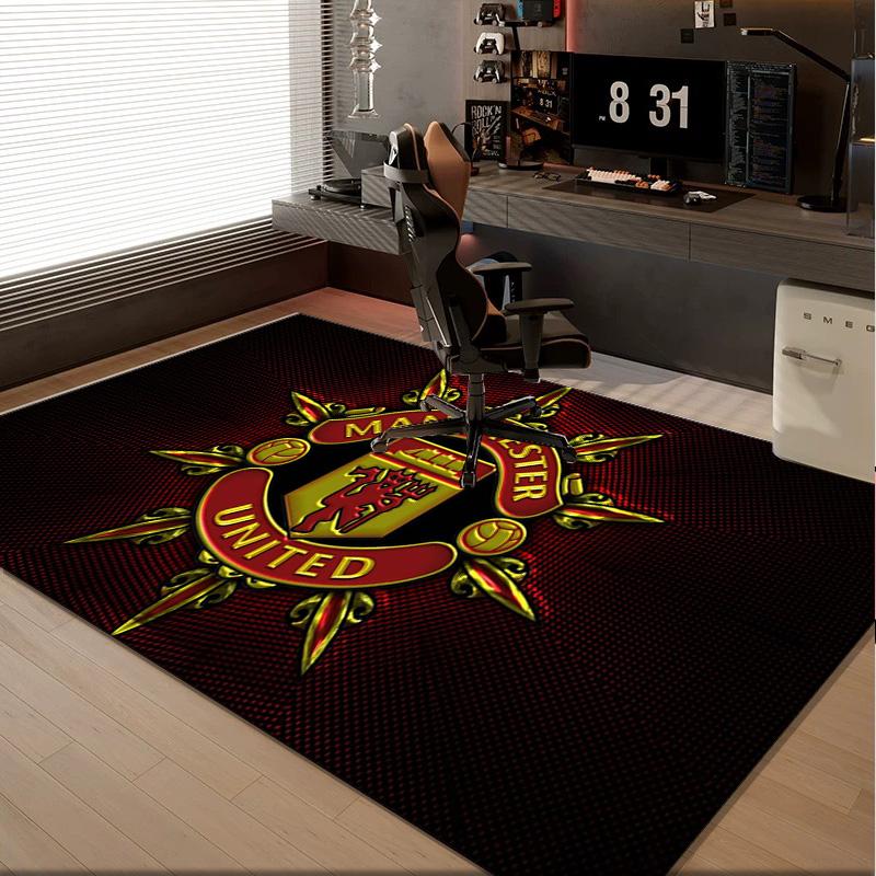 1PC rug Flaming Manchester Crest Carpet, Chair Rug,Area Rug for Office Bedroom living rooms bedroom, Doormat decor Christmas fan gifts