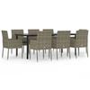 VidaXL 9-piece Garden Dining Set and Cushions Black and Grey 3185165