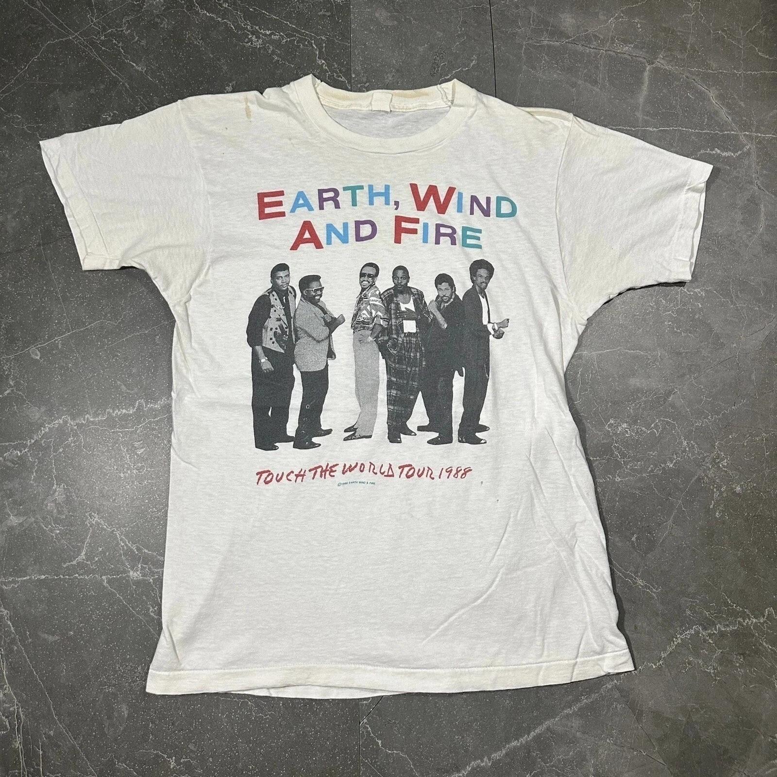 Vintage 1988 Earth Wind And Fire Touch The World Tour Band Shirt Rock 15D305 S разноцветный