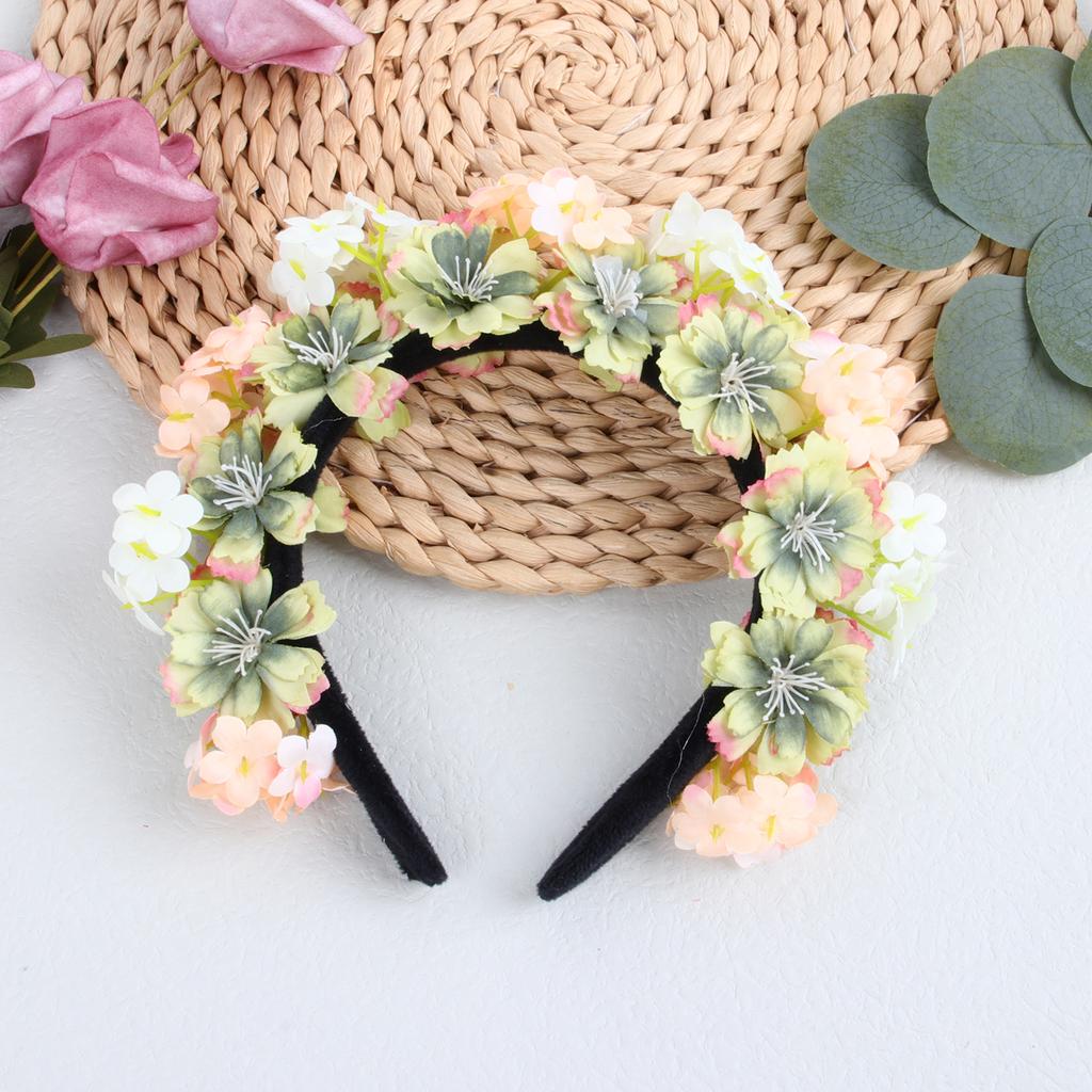 Fashion Women Bride Flowers Headband Chinese Style Flower Crown Hairband Ladies Elastic Beach Wedding Hair Accessories Headband