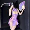 Sex Underwear Purple Butterfly Cheongsam Showing Breasts Small Breasts Passion Pure Desire Bed Free-of-charge Robe Set