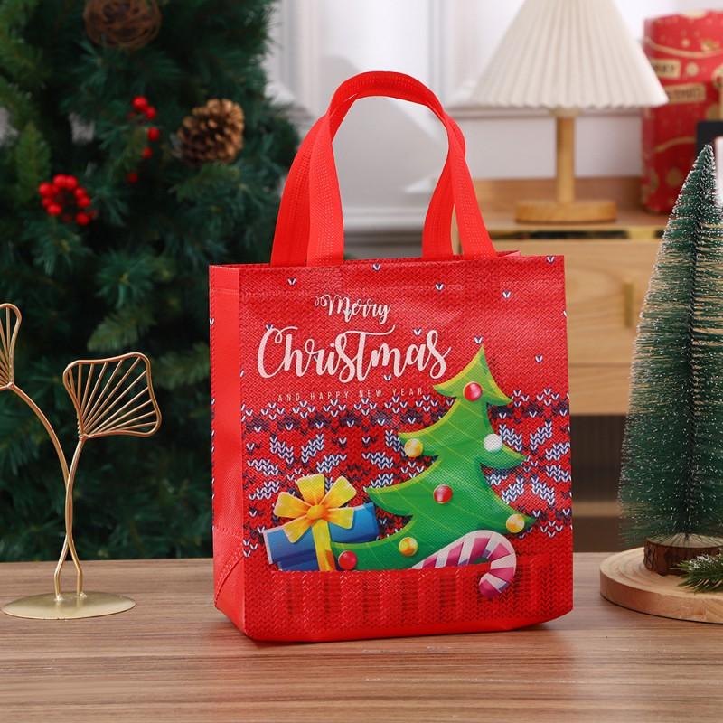 Christmas Nonwoven Gift Bag With Cartoon Design Candy Treats Holiday Party Favors Reusable Tote