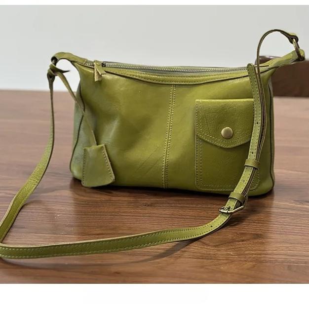 Johnature Genuine Leather Casual Women's Bag Soft Cowhide Solid Color Versatile Shoulder Crossbody Bag