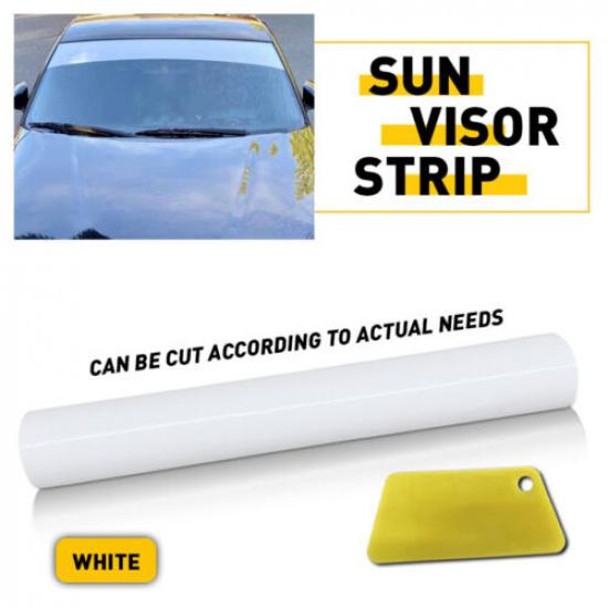 Universal Windshield Banner Decal White Vinyl 10*60  Sun White Strip