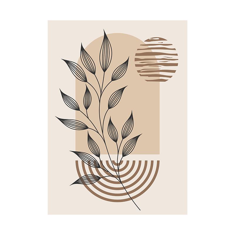 Nordic Bohemian Canvas Painting Vintage Minimalist Line Leaf Wall Art Geometric Prints For Modern Living Room Home Decor Unframed