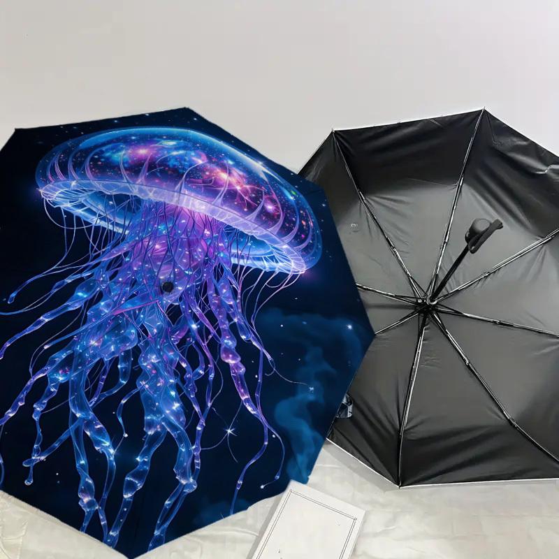 1pc Jellyfish, Galaxy Automatic Open/Close Umbrella with Windproof, 8-Rib Sturdy Canopy, Durable Ribs, Fashionable Design1190A