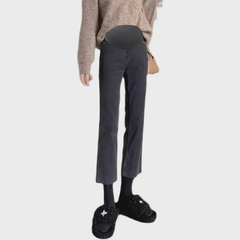 Vysoce elastické těhotenské cigaretové džíny s podporou břicha – jarní a podzimní styl