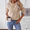 Suéter de punto para mujer, estilo retro, con cuello redondo, holgado, a cuadros, para otoño e invierno