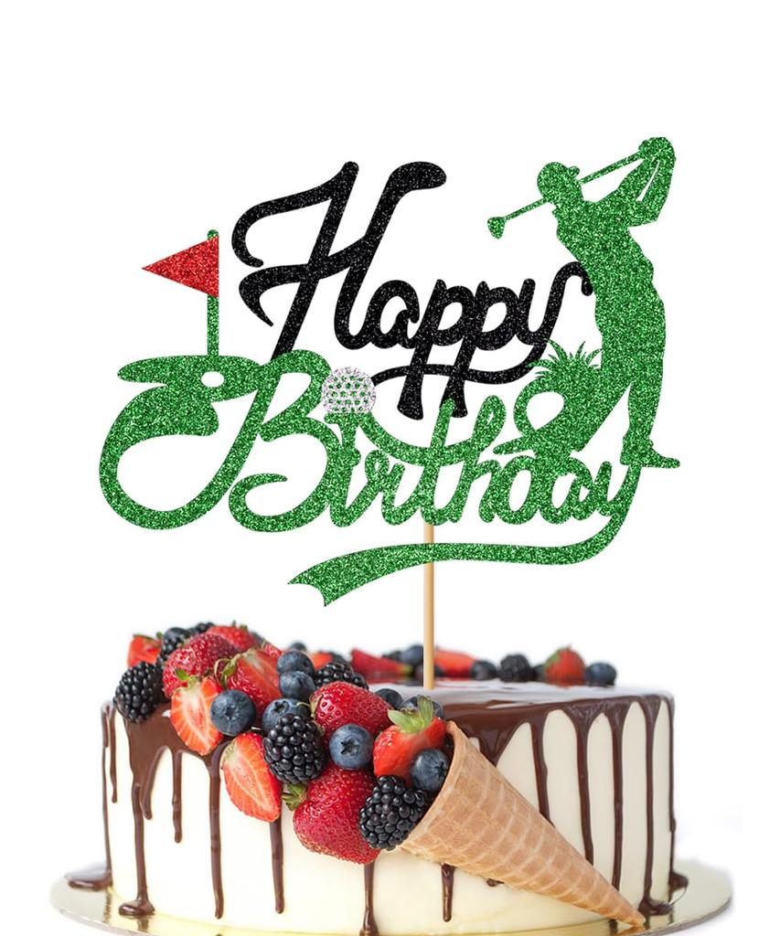 Topper Torta Buon Compleanno Golf Pallina da Golf Giocatore Decorazioni Torta Glitter Topper Torta Buon Compleanno Sportivo Decorazioni Festa a Tema