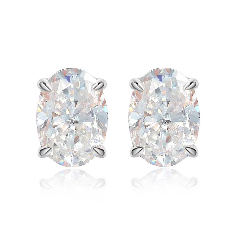 Smyoue Roségold 1-4 Karat Oval geschliffene Moissanit Steckohrringe für Damen Mädchen Schmuck Labor Diamant Klassischer Ohrring Reines S925 Silber