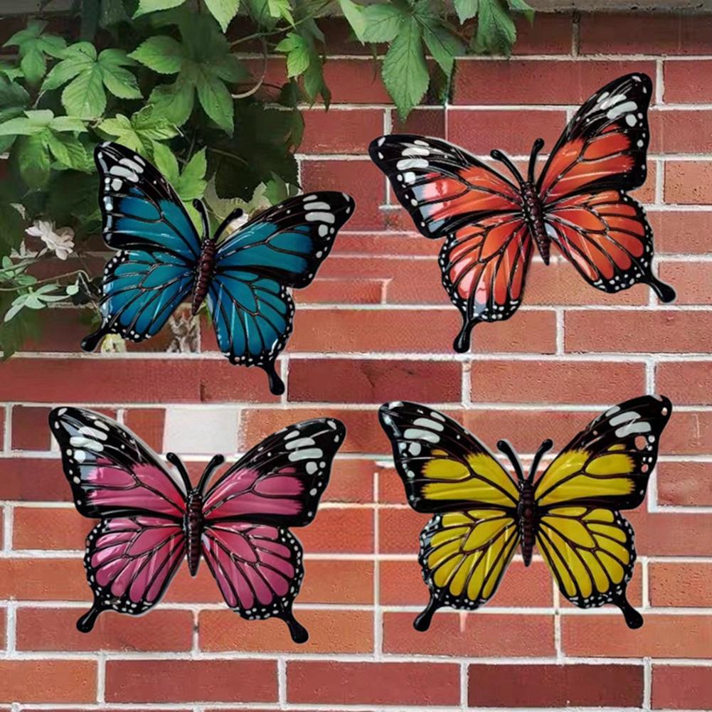4pcs Butterfly Wall Pendant Creative Wrought Iron Ornaments