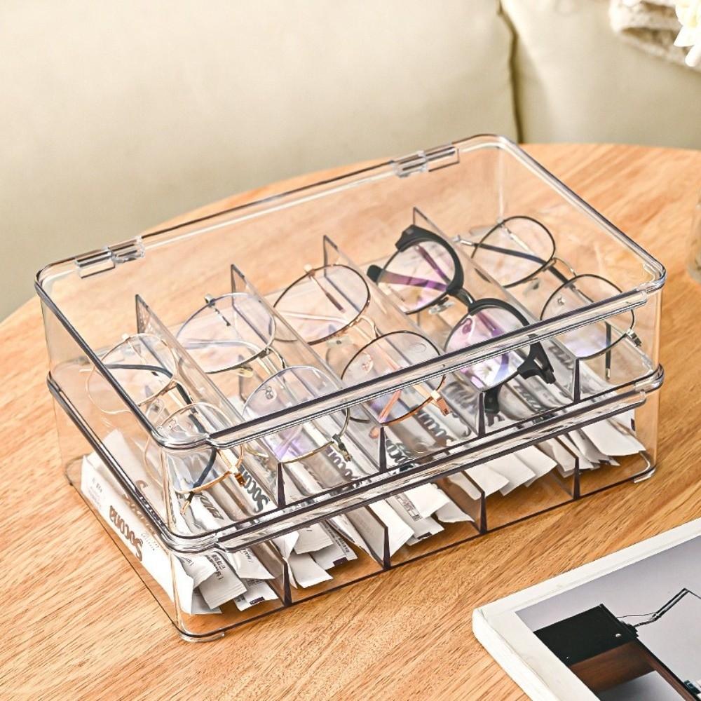 Transparent Glasses Storage Box 5 Grids Eyeglasses Container Multifunctional Sunglass Organizer