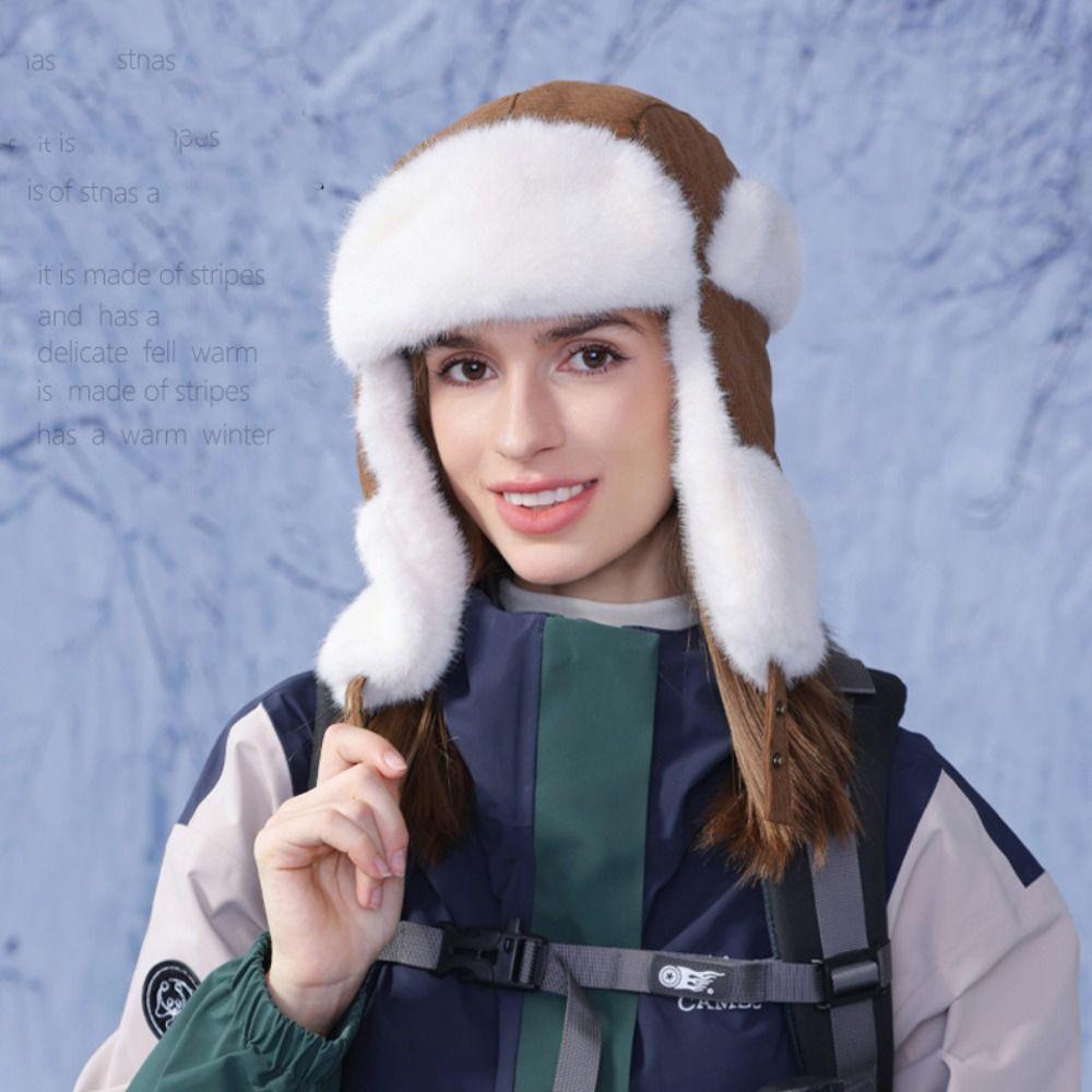 Keep Warm Plush Cycling Hat Cold Resistant Russian Cap Multifunctional Lei Feng Hat  Outdoor