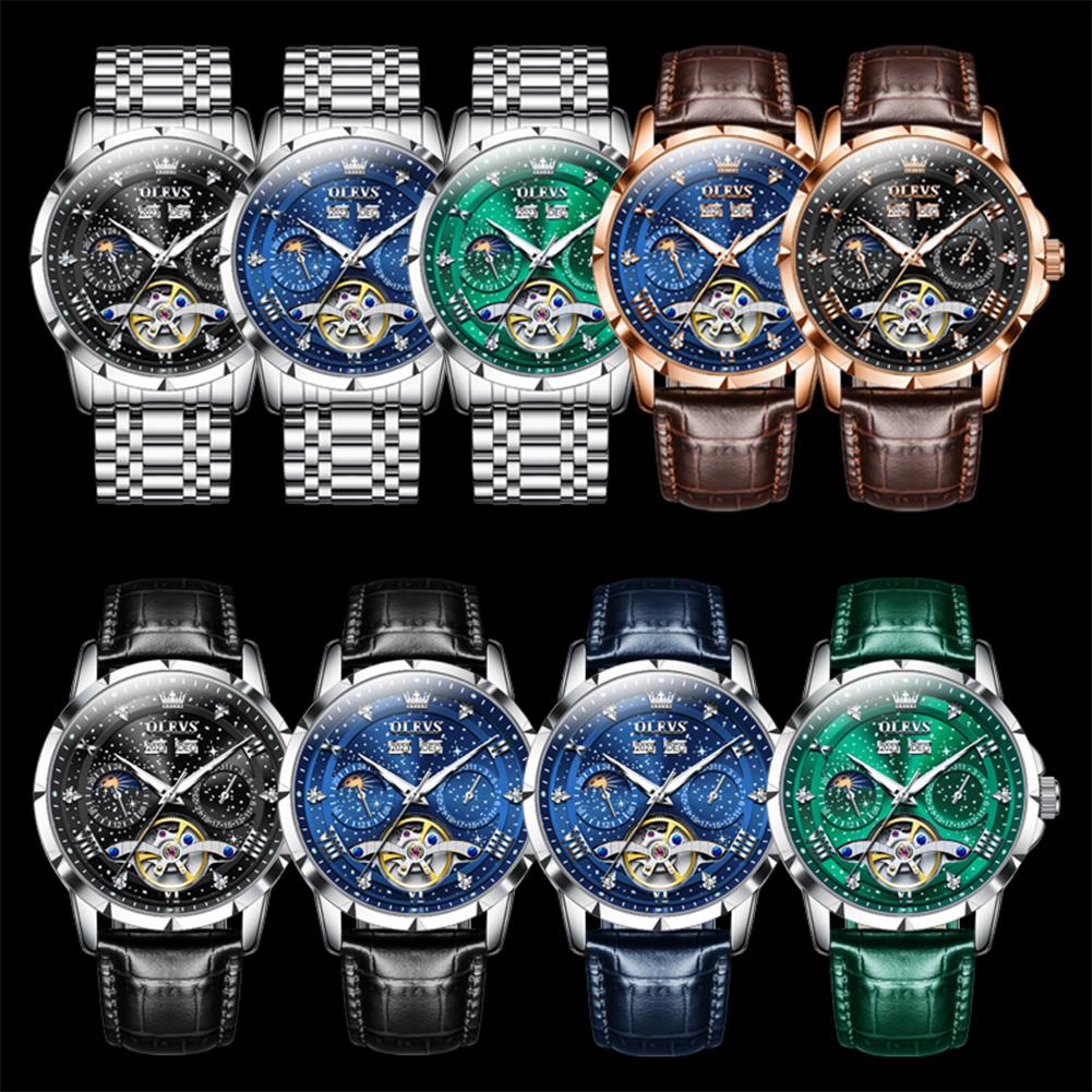 OLEVS brand multifunctional luminous starry sky flywheel fully automatic mechanical watch men's watch 6690