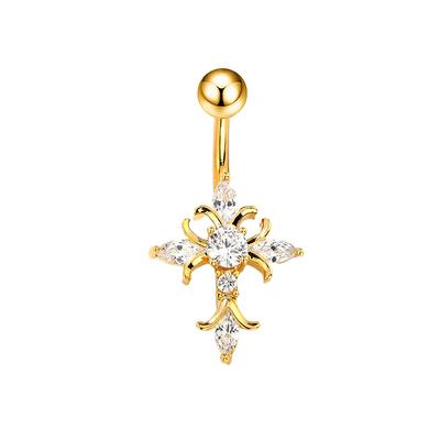 Christliches Kreuz Bauchnabelpiercing Schmuck 14G Titan Hantel Frau Mann Religiöses Zubehör Gold Silber Farbe Bauchnabelringe