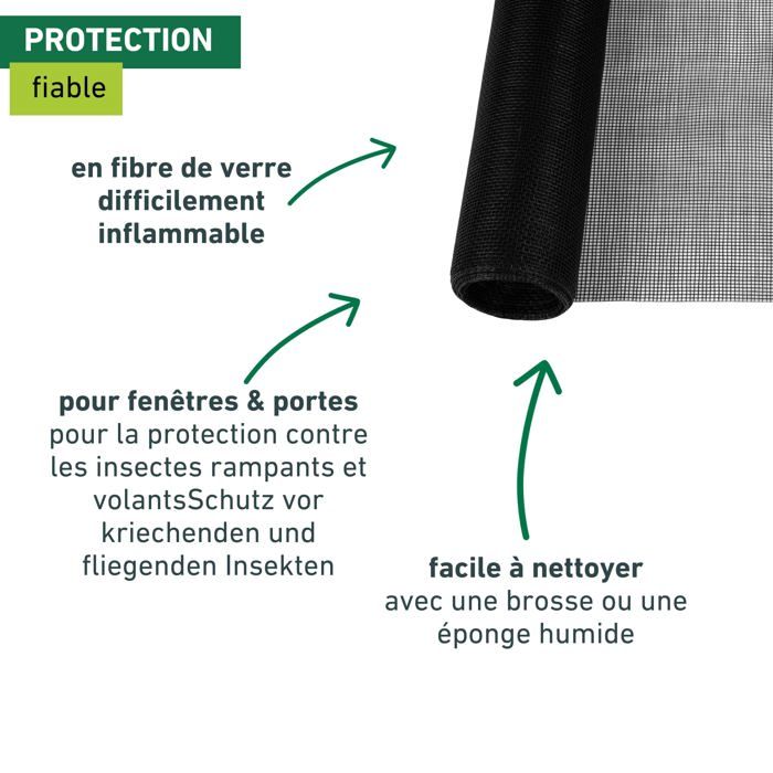 Fenêtre - WINDHAGER - 03444 - Toile en fibre de verre - Protection contre les insectes - Résistante aux UV