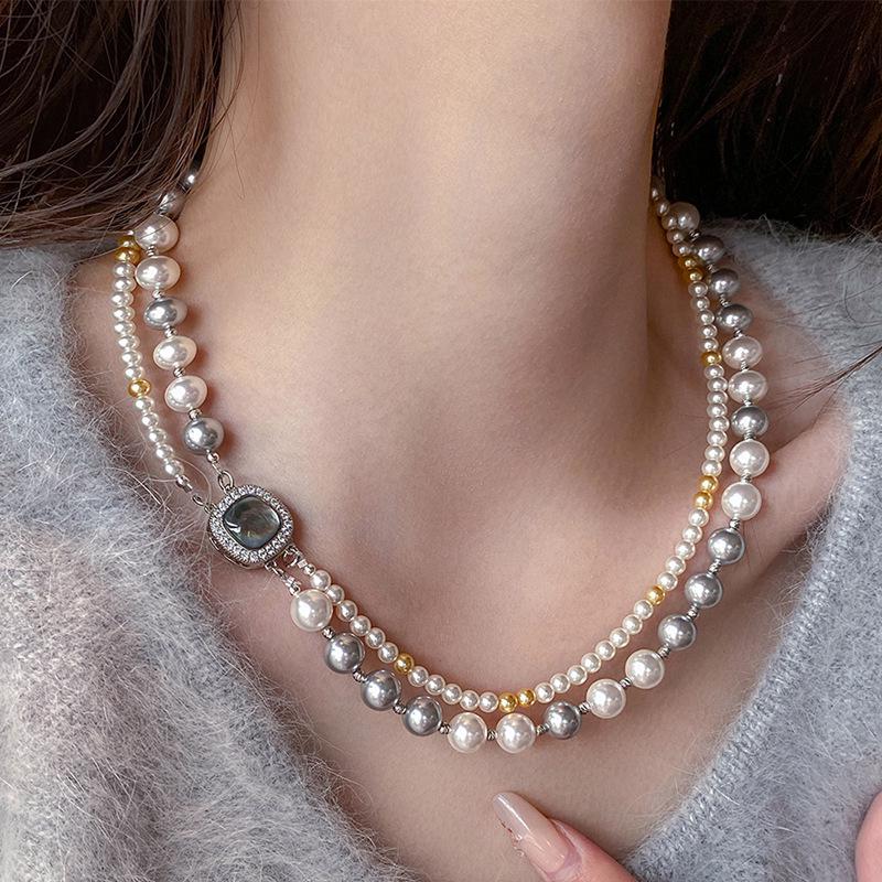 

Винтажное ожерелье-подвеска из французского барочного жемчуга - Минималистичная цепочка-колье с бусинами для женщин