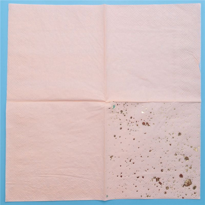 A84E-80X Gold Blocking Pink Marble Texture Disposable Tableware Set Paper Napkins