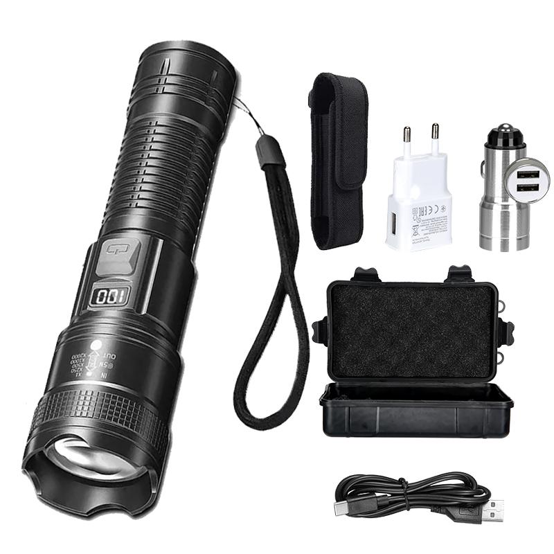 High Strong Power Led Flashlights Tactical Flash Light Torch Ultra Bright Lamp USB Charging Camping Fishing Defensa Zoom Lantern