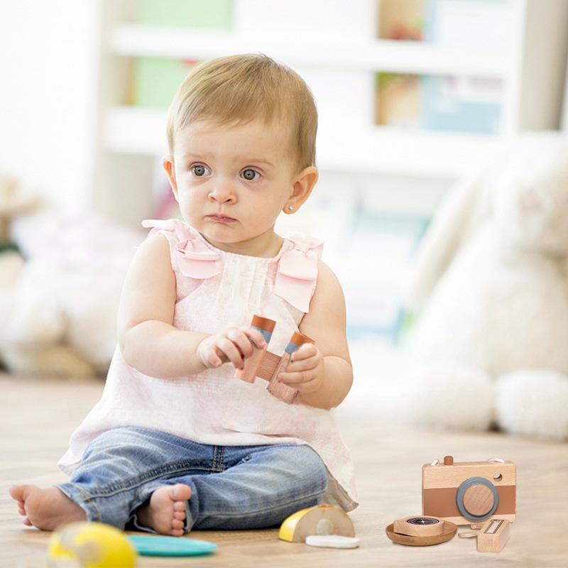 Kids' Adventure Set: Wooden Telescope, Compass, Magnifying Glass & Camera - Early Education Toys