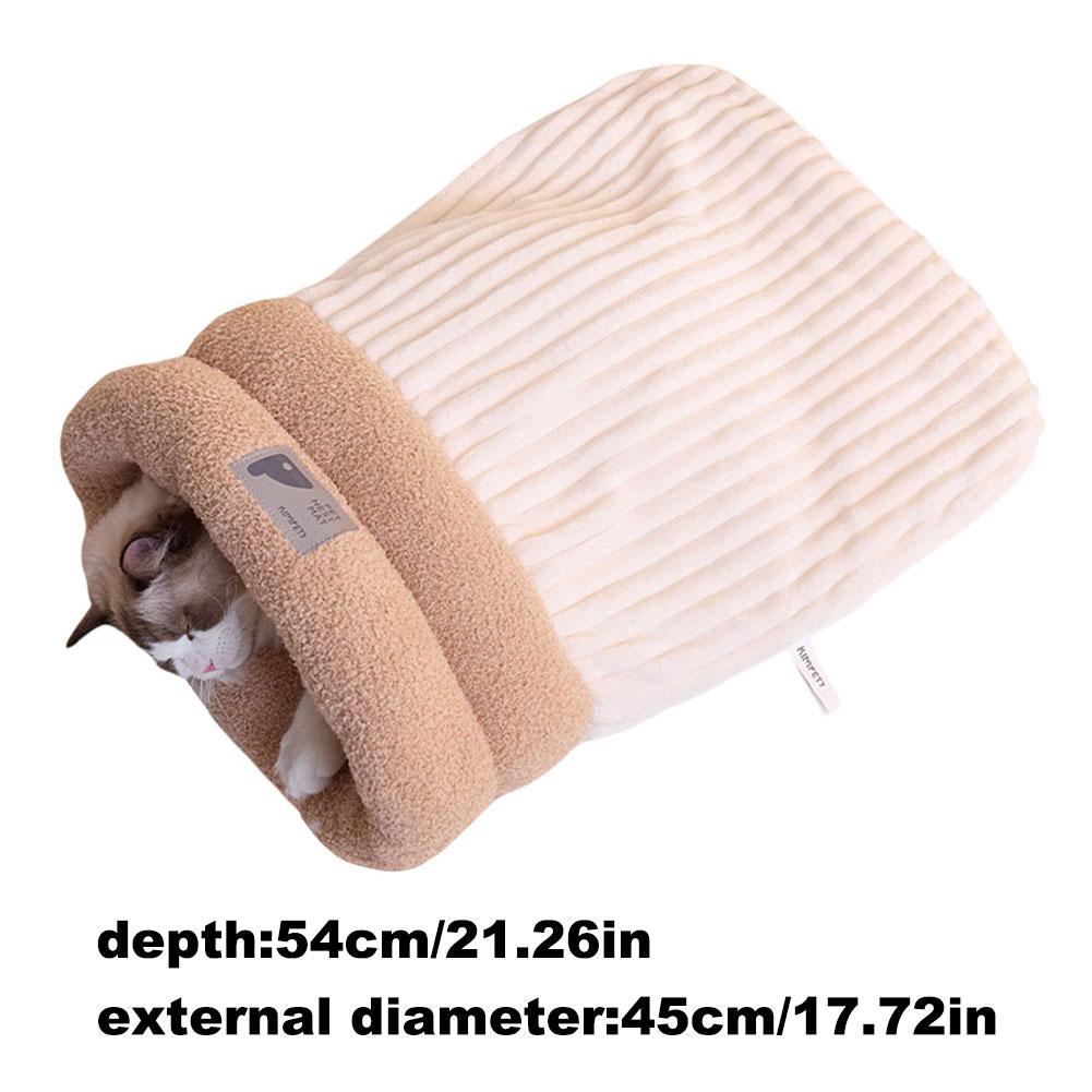 Katzenschlafsack, warm, lustiger Tunnel, Katzennest, weicher Plüsch-Katzensack, weiches Katzenbett für 5–8 kg schwere Katzen, weiches, bequemes Nest, Haustierbedarf