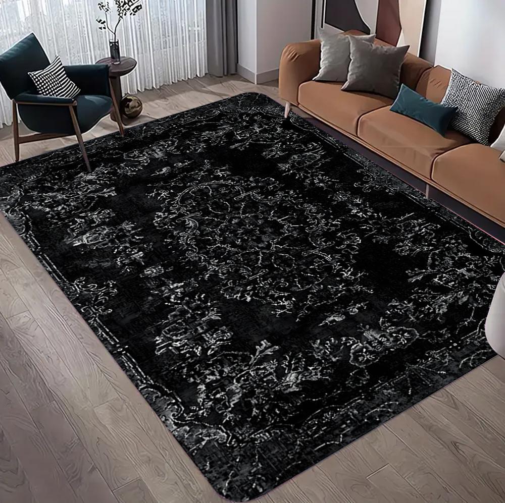 

Dark Color Black Bohemian Carpet for Living Room Decor Sofa Rug Bedroom Bedside Rug Kitchen Coffee Table Floor Mat Gifts 40x60cm