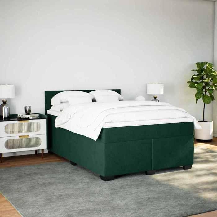 Maison Exclusive - Sommier à lattes de lit et matelas Vert foncé 140x200cm Velours