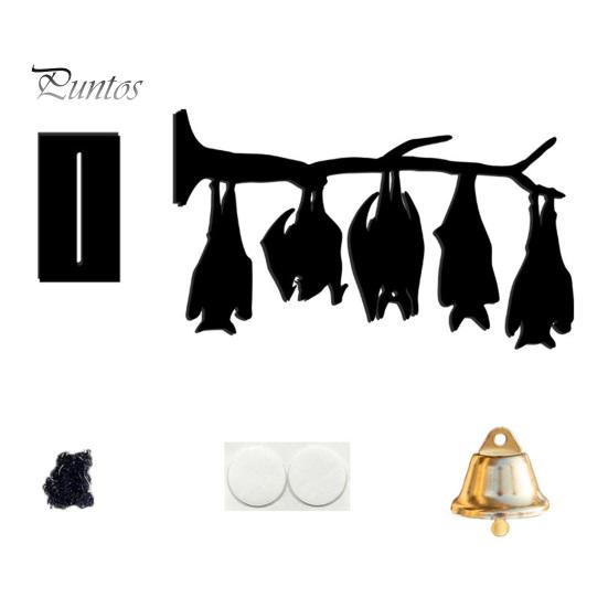 Festive Entrance Hanging Bell Halloween Wall Decor, Matte Black Dead Branch Bat Silhouette Ornament Courtyard Decoration with Metal Bell, Easy Install