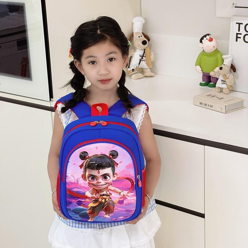 Pattern Ne Zha Printing Kids Backpack Schoolbag Breathable Large Bag Capacity