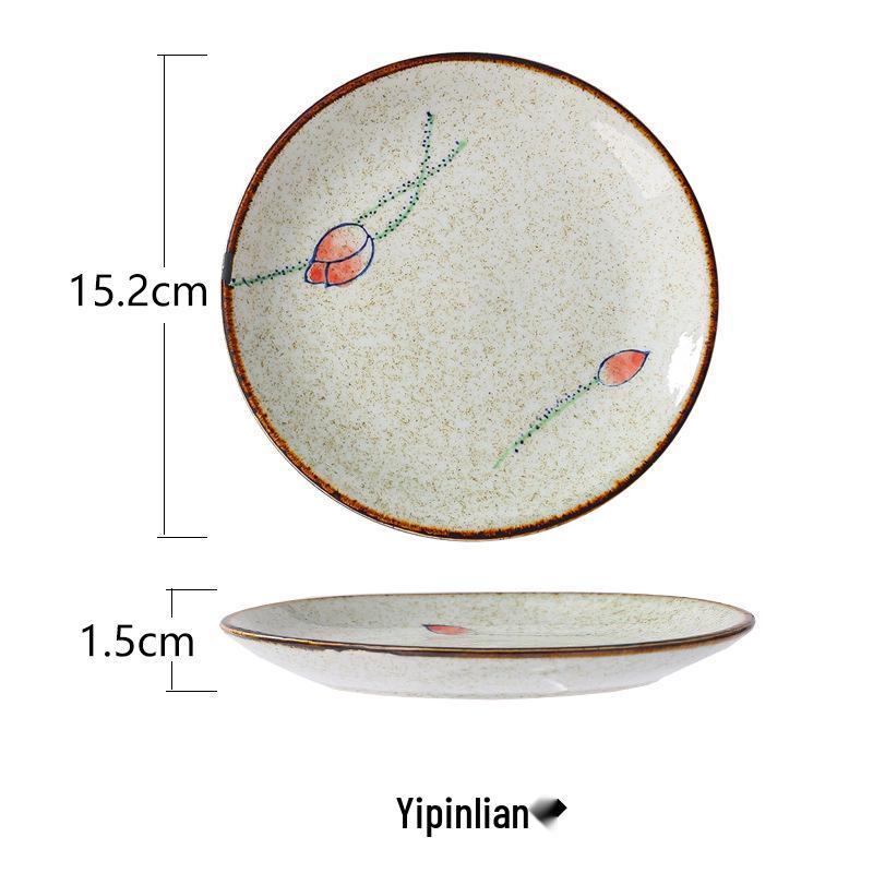 Hand-Painted Retro 6-Inch Round Ceramic Plate - Bone Dish, Spittoon, Tea Snack, Dried Fruit, Small Snack, Pastry Plate.