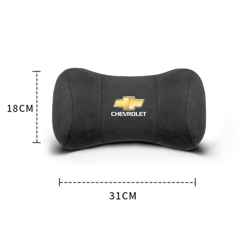 Car Suede Headrest Auto Logo Seat Neck Pillow Head Support For Chevrolet Corvette Montana TrailBlazer Silverado Traverse Camaro