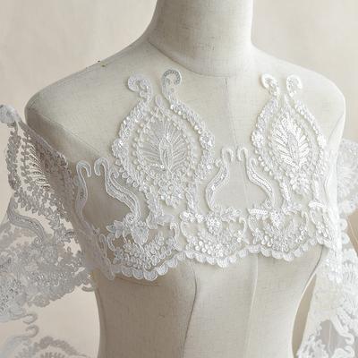 Sequins Embroidered Lace Accessories Wedding Veil Handmade Diy Material Accessories Table Flag Curtain Lace Fabric