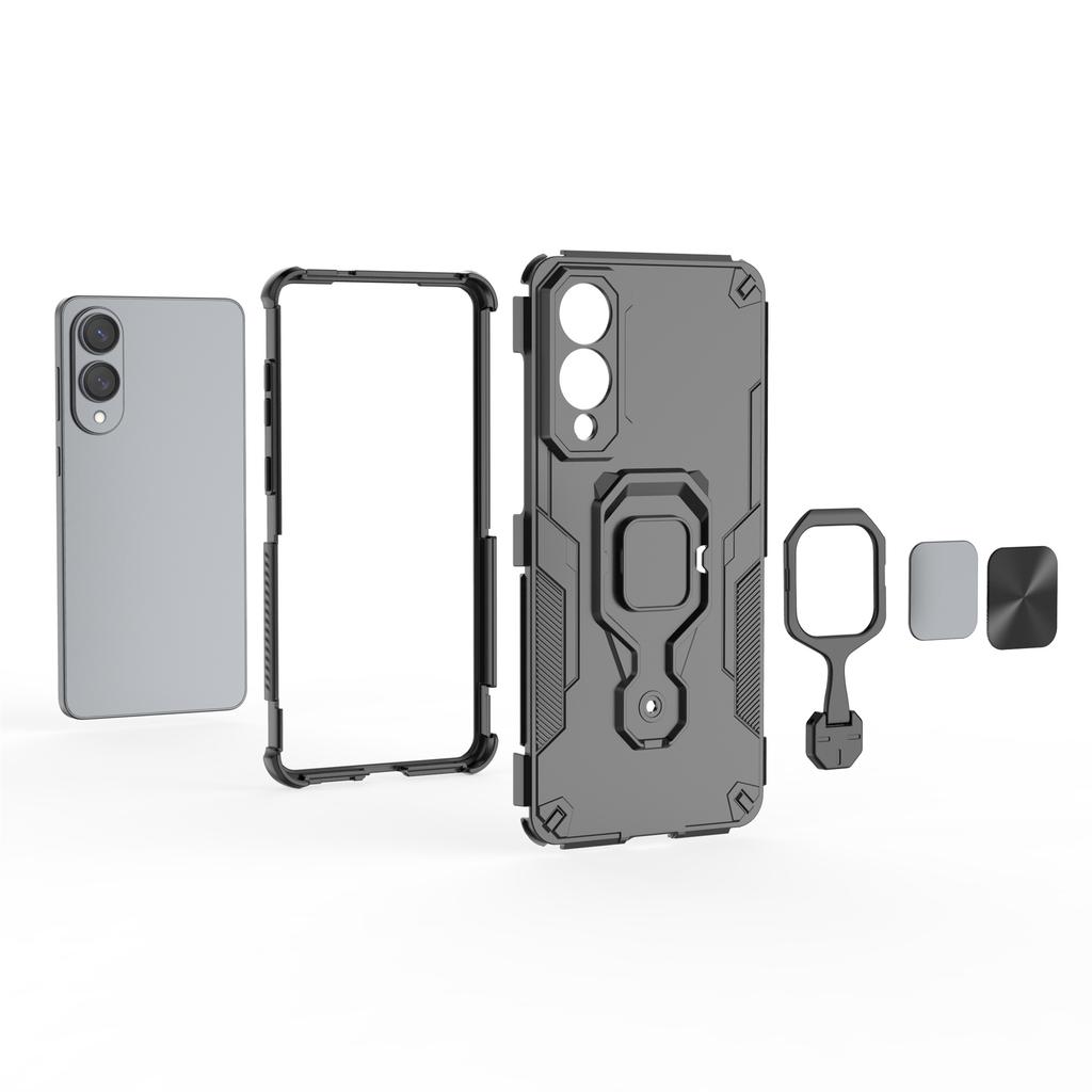 For Samsung Galaxy S25 Edge Case Rotatable Ring Kickstand PC+TPU Shockproof Phone Cover