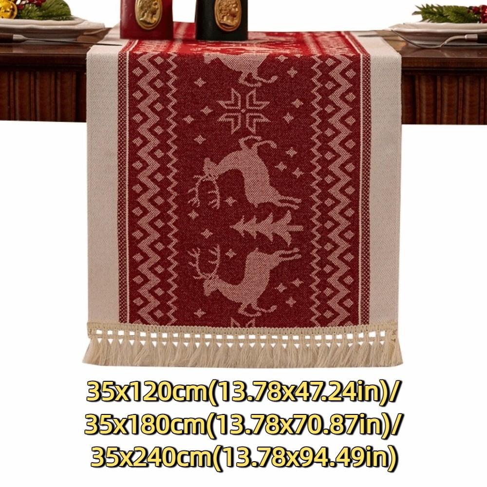 Rectangle Christmas Table Runner Red Elks Tablecloth Durable Table Cover  Coffee Table