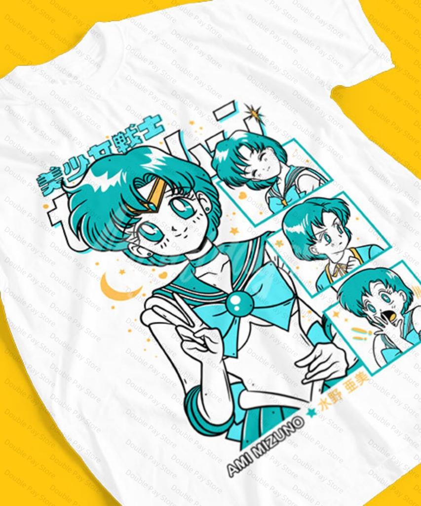 Summer New Sailor Moon Series Tshirts Family Version Adult Soft Loose Plussize Short Sleeves Mens Shirts Woman YK2 tshirts