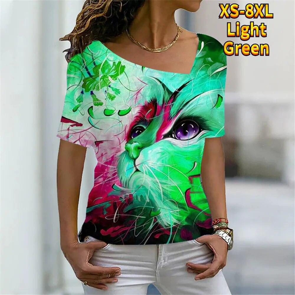 Женская футболка с цифровым 3D принтом «Милый кот» — фото 3