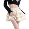 Women's French Retro Velvet High-Waist A-line Skirt: Pleated, Fluffy, Anti-exposure Design for Autumn/Winter