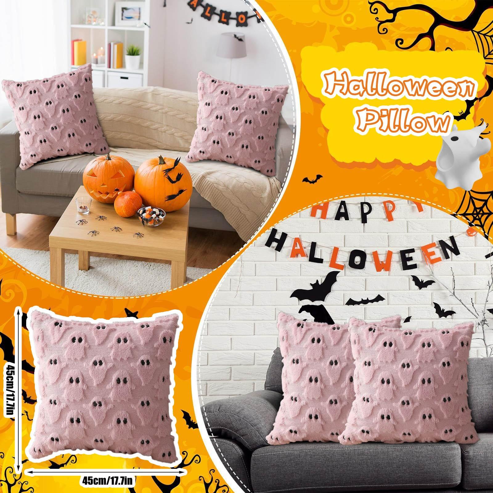 

Хэллоуин Наволочки 18x18 Дюймов Наволочки Декоративные Мягкий Плюш Искусственная Шерсть Чехол для Подушки Дивана для Стула Дивана Спальни Комнаты Домашний Декор One Size розовый