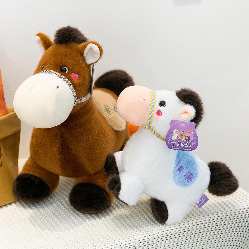 Simulation Small Horse Cloth Plush Toy Zodiac Horse Doll Table Companion Living Room Ornament Dolls Give Girls and Children Gifts