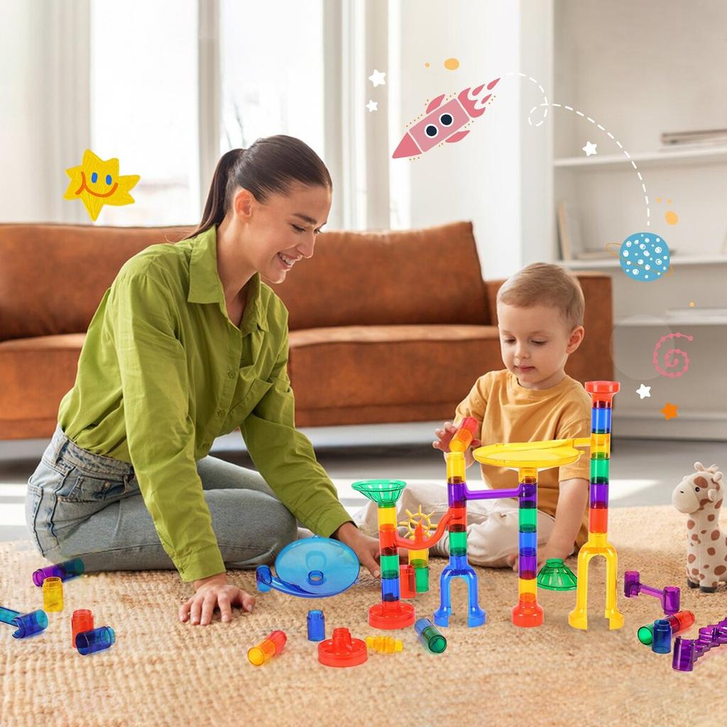 Murmelbahn Set 150 Teile Bau STEM Spielzeug Lernbausteine Geschenk für Kinder