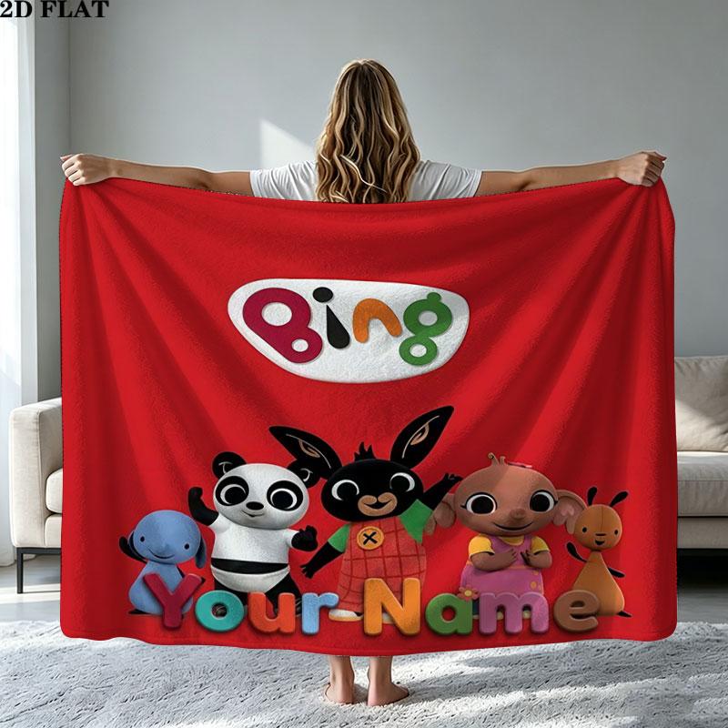 1PC Bing Custom Name Patterned Flannel Blanket Suitable For All Seasons for Home Decor Warmth and Comfort Gifts Holiday Present