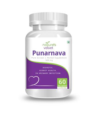 Natures Velvet Lifecare Punarnava Reiner Extrakt 500 mg 60 Kapseln Packung mit 1