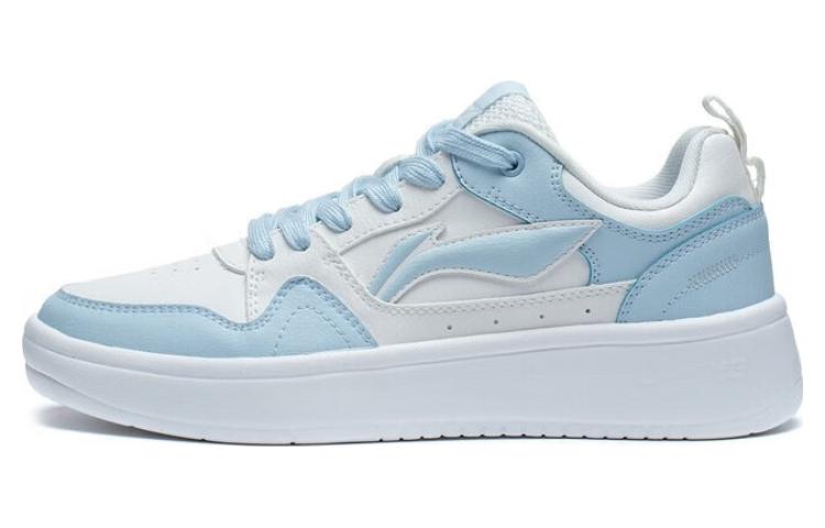Li Ning Line 2.0 Slip Resistant Abrasion Resistant Low Top Skateboard Shoes Women's White Blue AGCT338-3