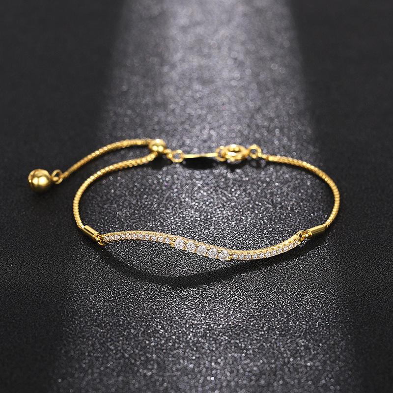 Simple And Minimalist Bracelet For Women, Micro-Inlaid Zircon Jewelry, Adjustable Length Exquisite Jewelry