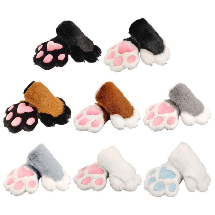 Plush Animal Theme Paws Gloves Fursuit Handwear With Soft Pad For Adult and Kids Halloween Party and Roleplay Game Wear